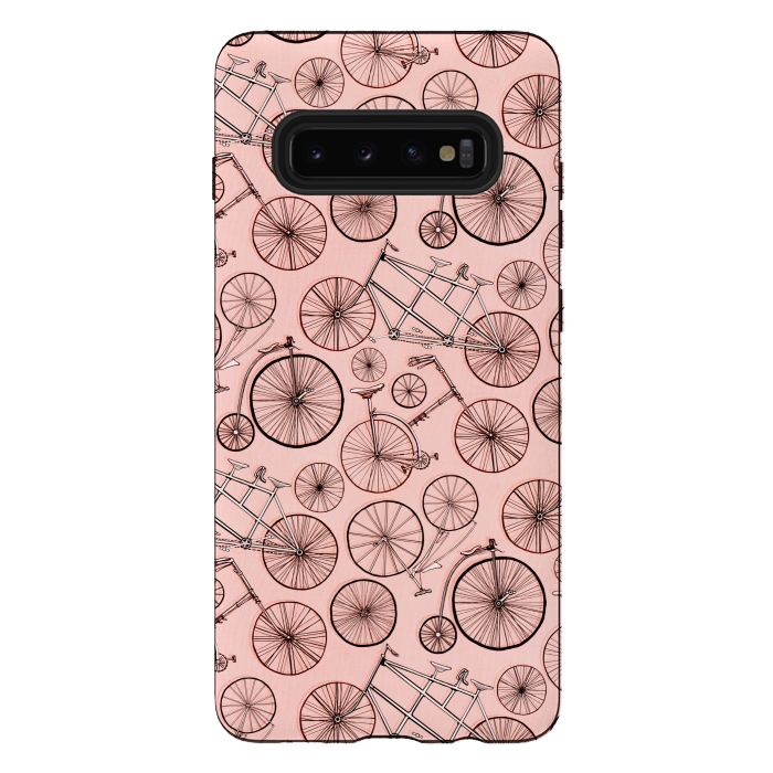 Galaxy S10 plus StrongFit Vintage Bicycles on Pink by Tigatiga