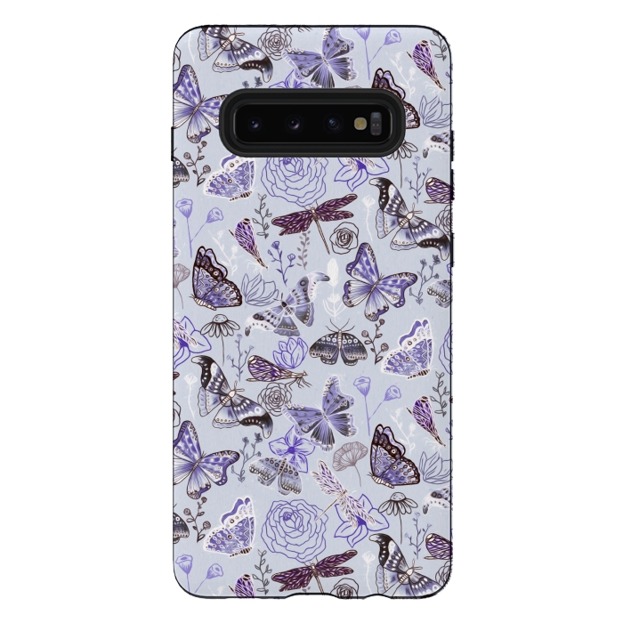 Galaxy S10 plus StrongFit Pale Butterflies, Dragonflies and Moths  by Tigatiga