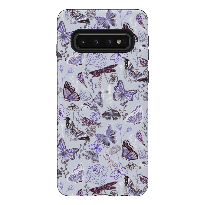 Galaxy S10 StrongFit Pale Butterflies, Dragonflies and Moths  by Tigatiga