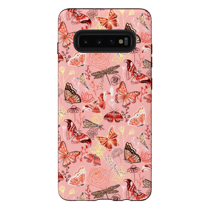 Galaxy S10 plus StrongFit Warm Butterflies, Dragonflies and Moths  by Tigatiga