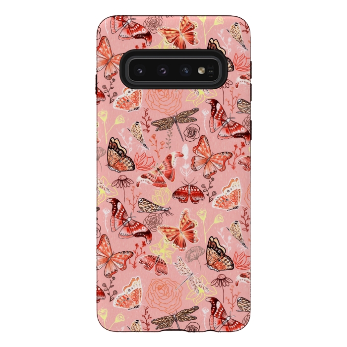 Galaxy S10 StrongFit Warm Butterflies, Dragonflies and Moths  by Tigatiga