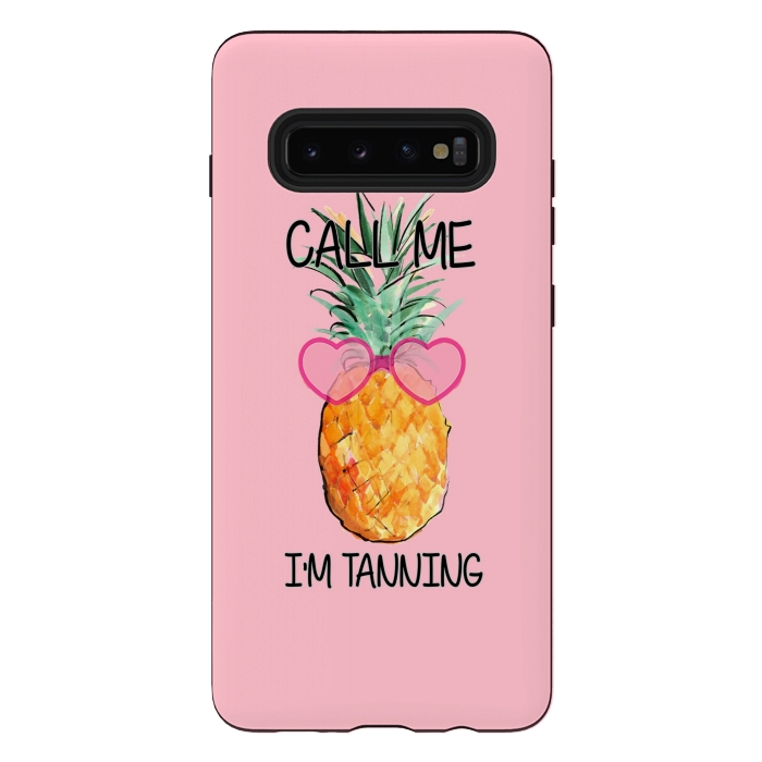 Galaxy S10 plus StrongFit Cool Pinapple with Glasses Text by ''CVogiatzi.