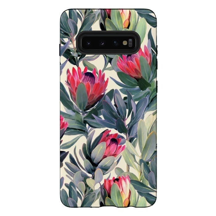 Galaxy S10 plus StrongFit Painted Protea Pattern by Micklyn Le Feuvre