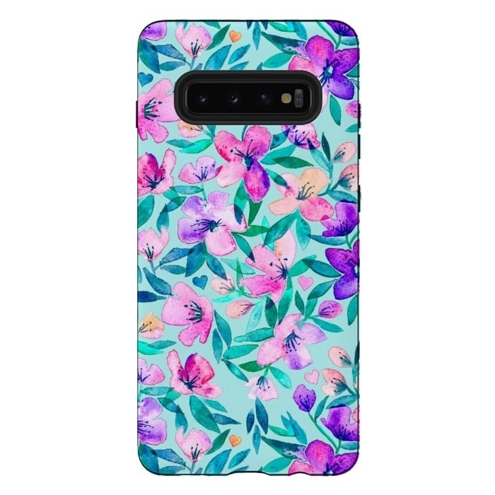 Galaxy S10 plus StrongFit Happy Spring Floral in Watercolor by Micklyn Le Feuvre