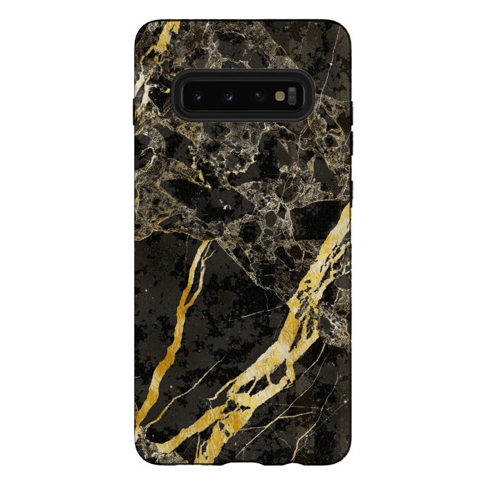 Galaxy S10 plus StrongFit Grey gold elegant marble by Oana 