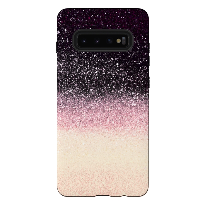 Galaxy S10 plus StrongFit Half black cream glitter star dust by Oana 