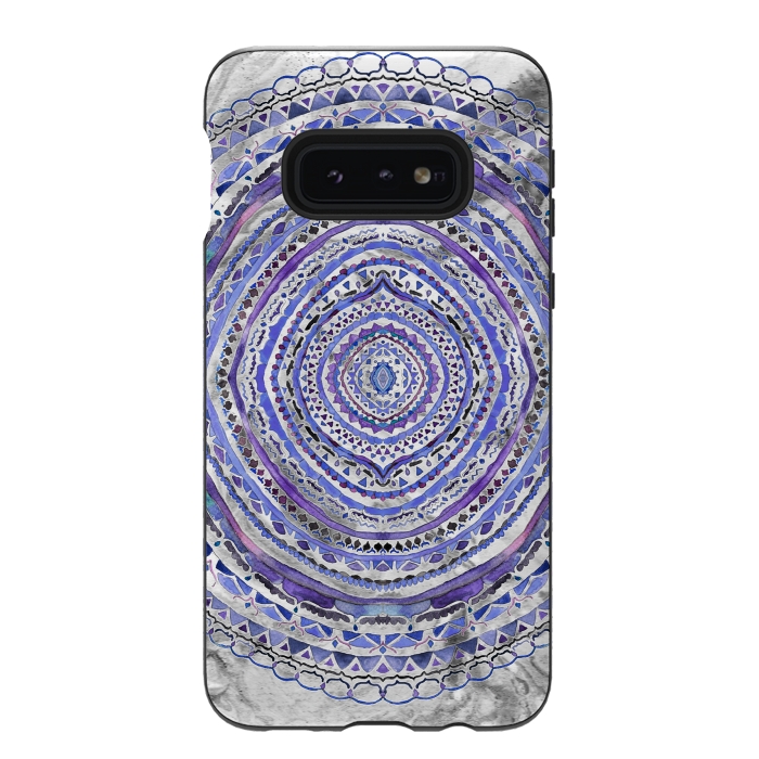 Galaxy S10e StrongFit Purple Marbling Mandala  by Tigatiga