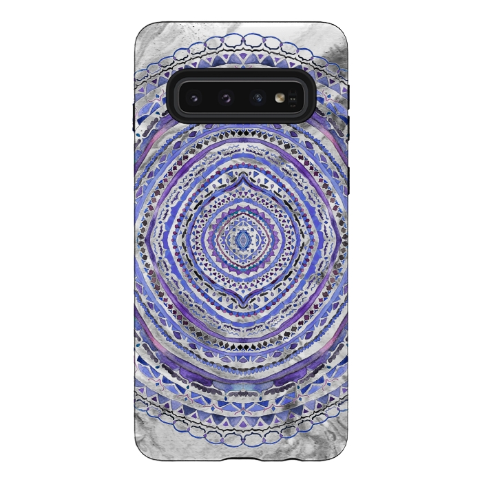 Galaxy S10 StrongFit Purple Marbling Mandala  by Tigatiga