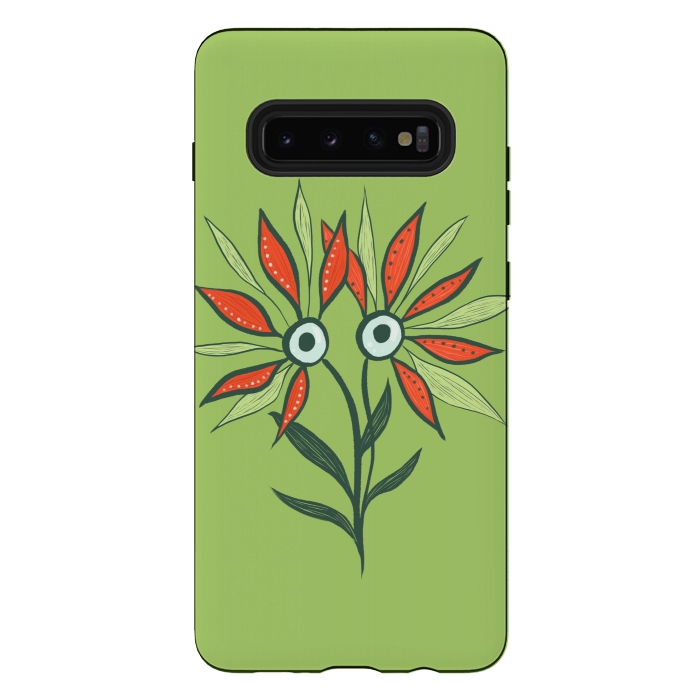 Galaxy S10 plus StrongFit Cute Eyes Character Flower Monster by Boriana Giormova