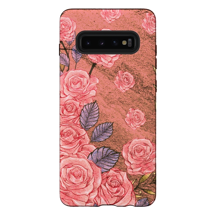 Galaxy S10 plus StrongFit Vintage Peonies  by Rossy Villarreal