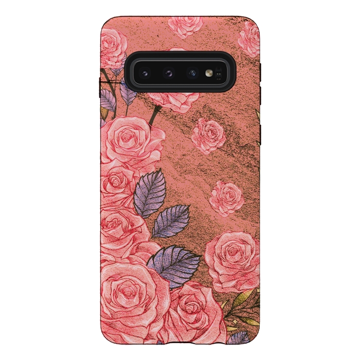 Galaxy S10 StrongFit Vintage Peonies  by Rossy Villarreal