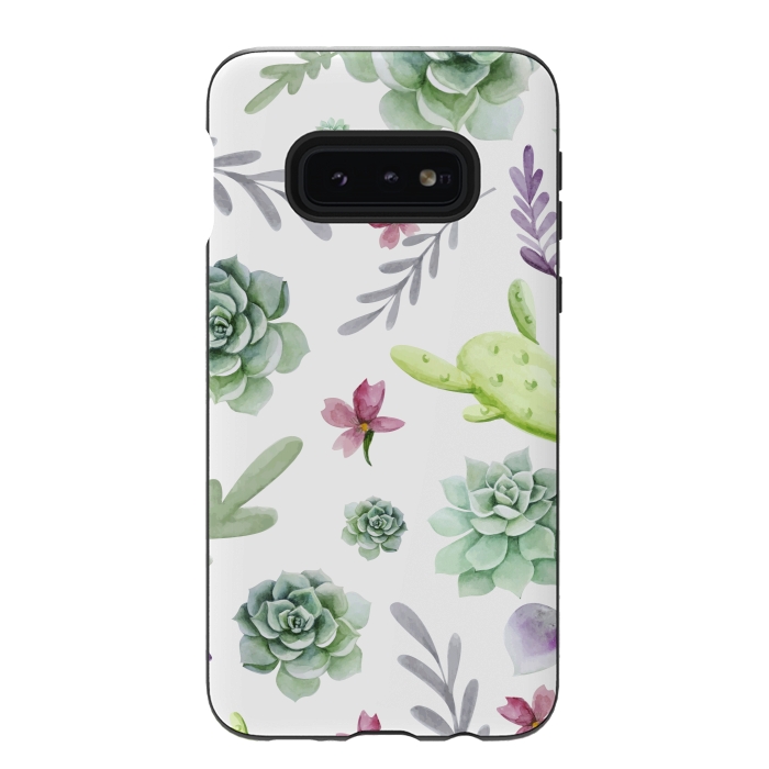 Galaxy S10e StrongFit Cactus Watercolor Pattern by Bledi