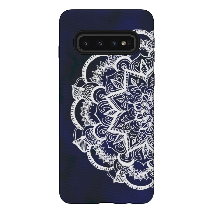 Galaxy S10 StrongFit White Feather Mandala by Tangerine-Tane