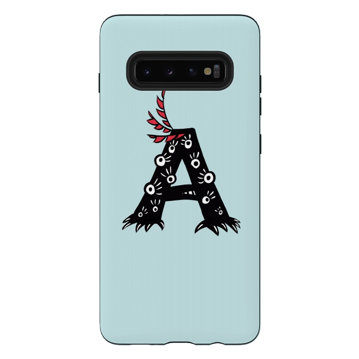 Galaxy S10 plus StrongFit Letter A Funny Monster Drawing by Boriana Giormova