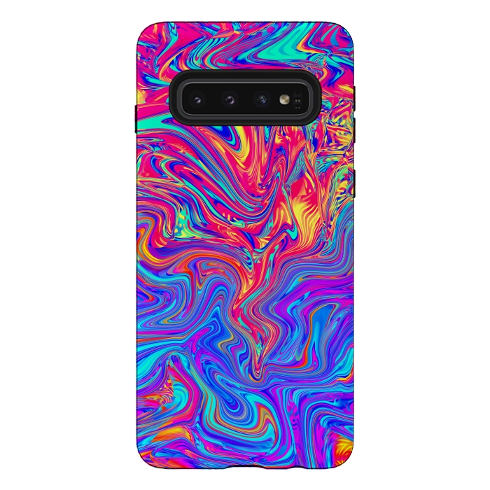 Galaxy S10 StrongFit Abstract Colorful Waves by Art Design Works