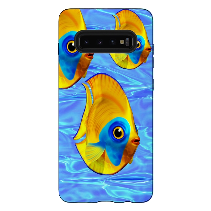 Galaxy S10 plus StrongFit Fish 3D Cute Tropical Cutie on Clear Blue Ocean Water  by BluedarkArt