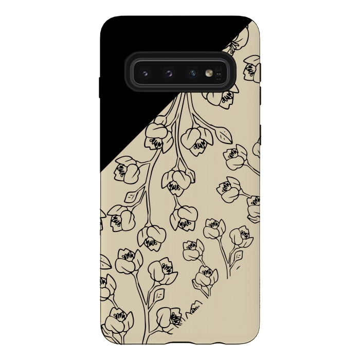Galaxy S10 StrongFit floral offwhite pattern by MALLIKA