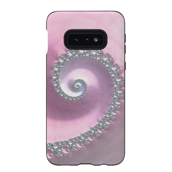 Galaxy S10e StrongFit Pink Pastel Fractal Swirl by Andrea Haase
