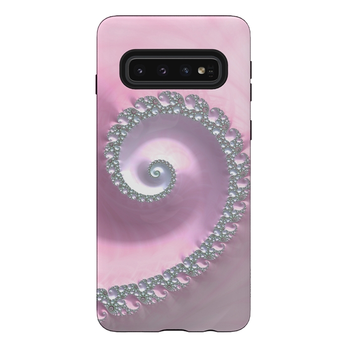 Galaxy S10 StrongFit Pink Pastel Fractal Swirl by Andrea Haase