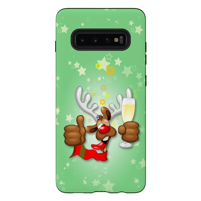 Galaxy S10 plus StrongFit Reindeer Drunk Funny Christmas Character by BluedarkArt