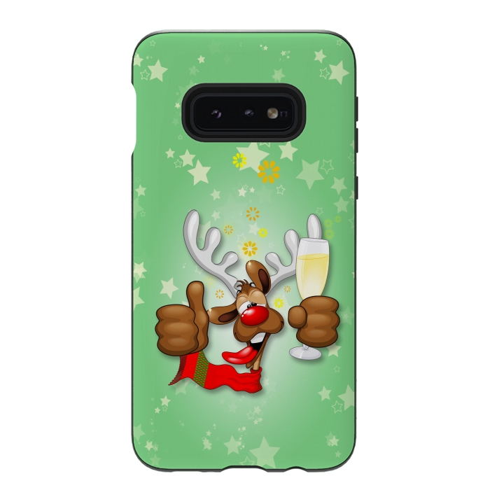 Galaxy S10e StrongFit Reindeer Drunk Funny Christmas Character by BluedarkArt