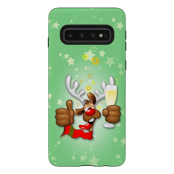 Galaxy S10 StrongFit Reindeer Drunk Funny Christmas Character by BluedarkArt