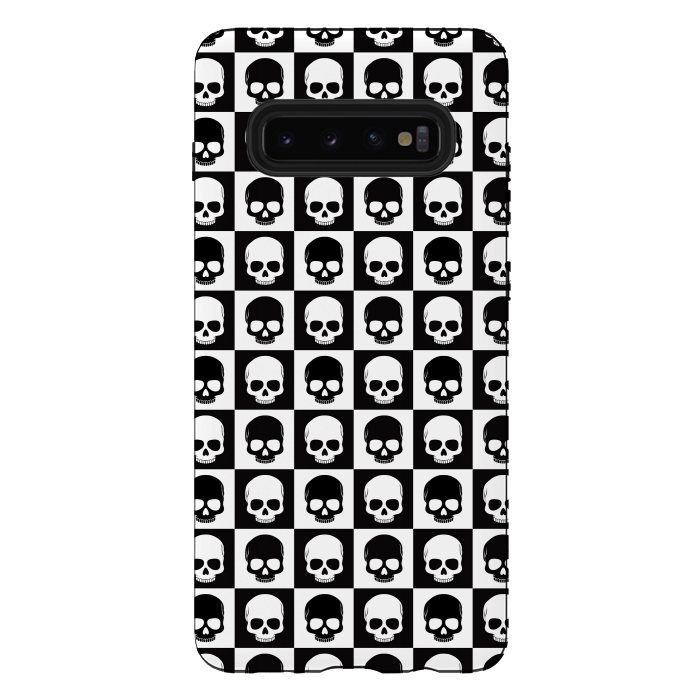 Galaxy S10 plus StrongFit Checkered Skulls Pattern I by Art Design Works