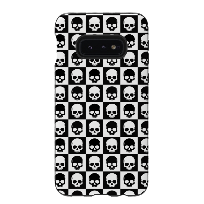 Galaxy S10e StrongFit Checkered Skulls Pattern I by Art Design Works