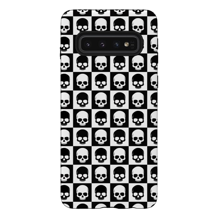 Galaxy S10 StrongFit Checkered Skulls Pattern I by Art Design Works