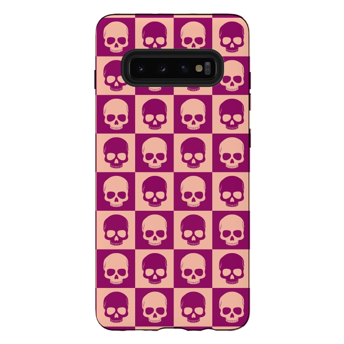 Galaxy S10 plus StrongFit Checkered Skulls Pattern II by Art Design Works