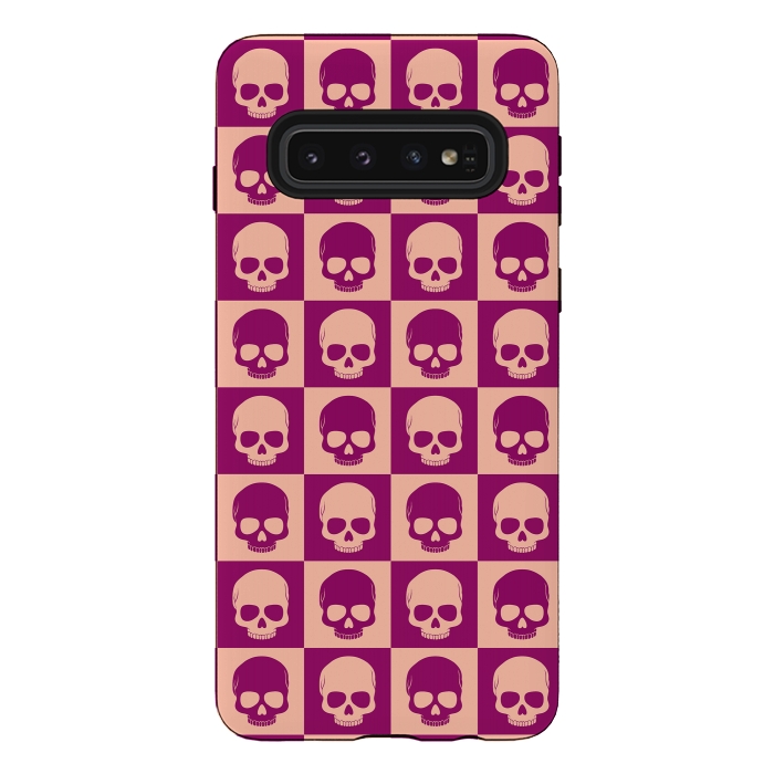 Galaxy S10 StrongFit Checkered Skulls Pattern II by Art Design Works