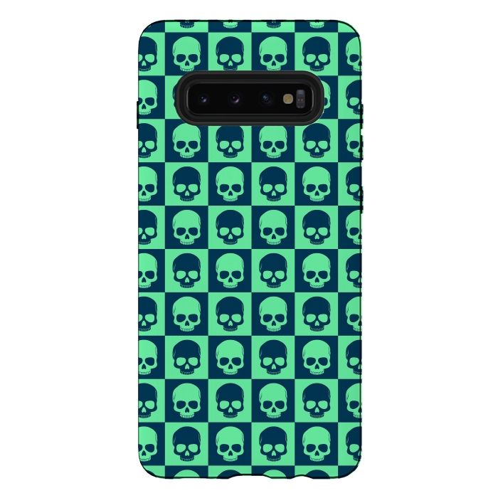 Galaxy S10 plus StrongFit Checkered Skulls Pattern III by Art Design Works