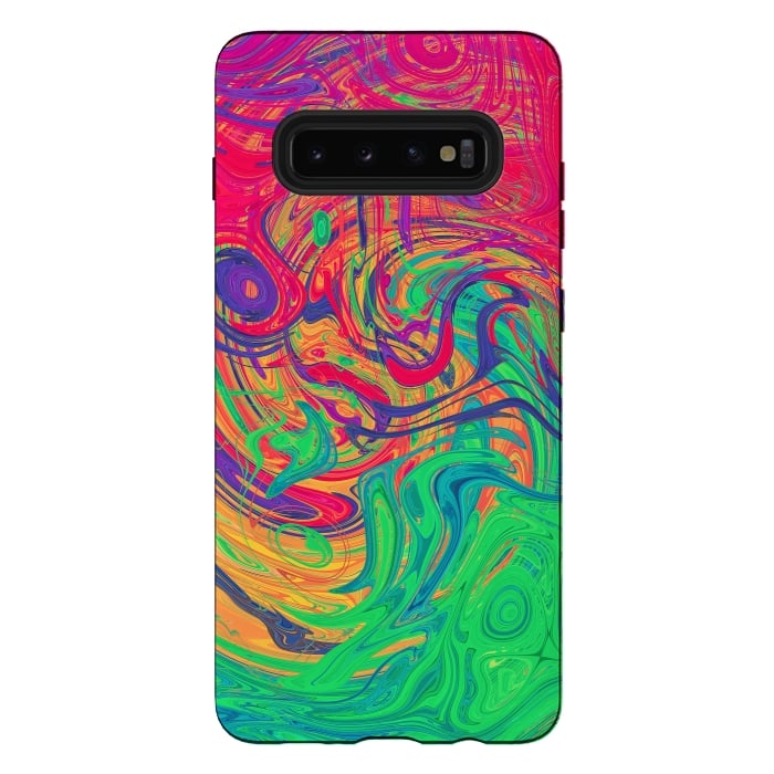 Galaxy S10 plus StrongFit Abstract Multicolored Waves by Art Design Works