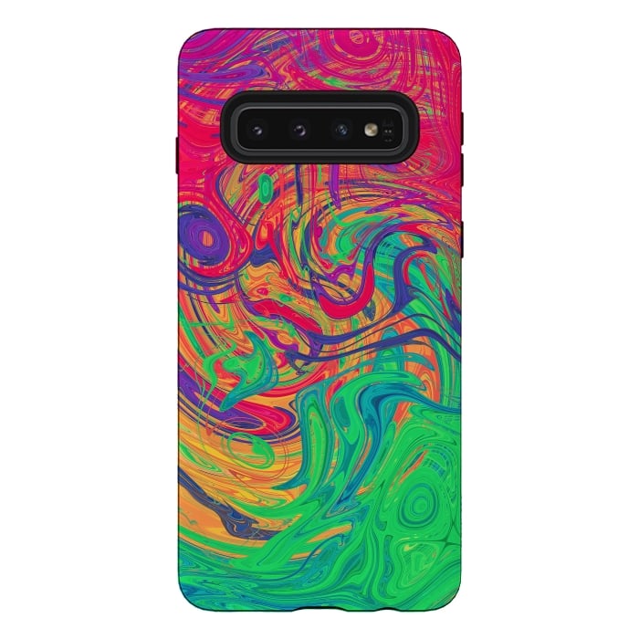 Galaxy S10 StrongFit Abstract Multicolored Waves by Art Design Works