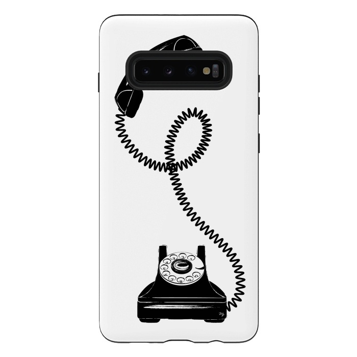 Galaxy S10 plus StrongFit Black Vintage Phone by Martina