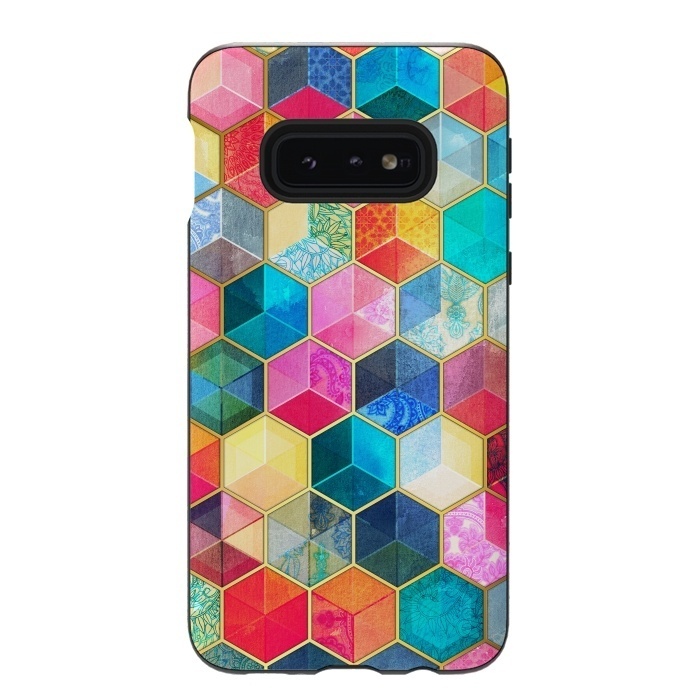 Galaxy S10e StrongFit Crystal Bohemian Honeycomb Cubes by Micklyn Le Feuvre