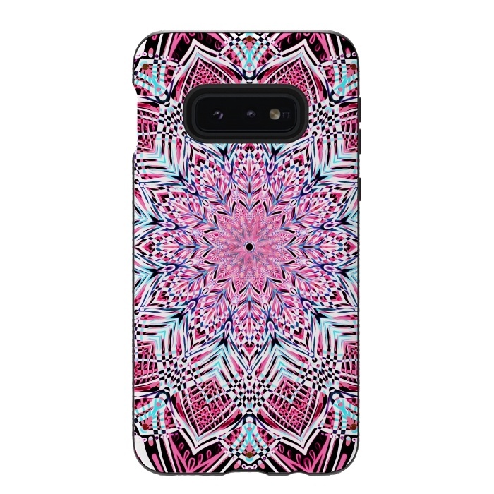 Galaxy S10e StrongFit Berry Pink Detailed Mandala by Micklyn Le Feuvre
