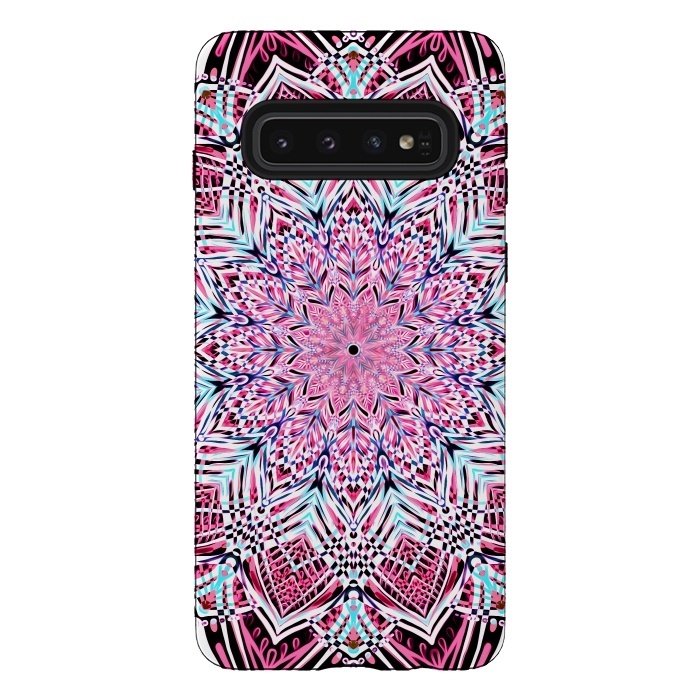 Galaxy S10 StrongFit Berry Pink Detailed Mandala by Micklyn Le Feuvre