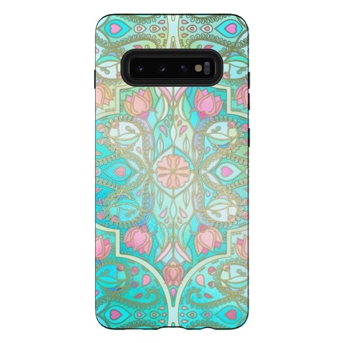 Galaxy S10 plus StrongFit Floral Moroccan in Spring Pastels by Micklyn Le Feuvre