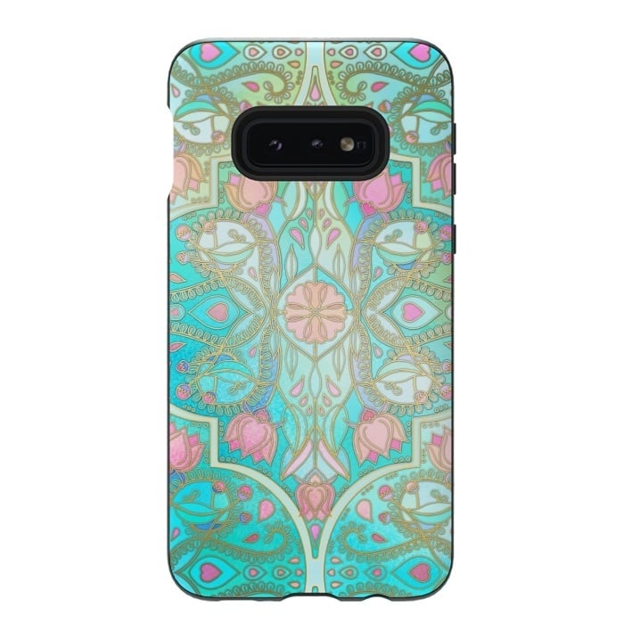Galaxy S10e StrongFit Floral Moroccan in Spring Pastels by Micklyn Le Feuvre