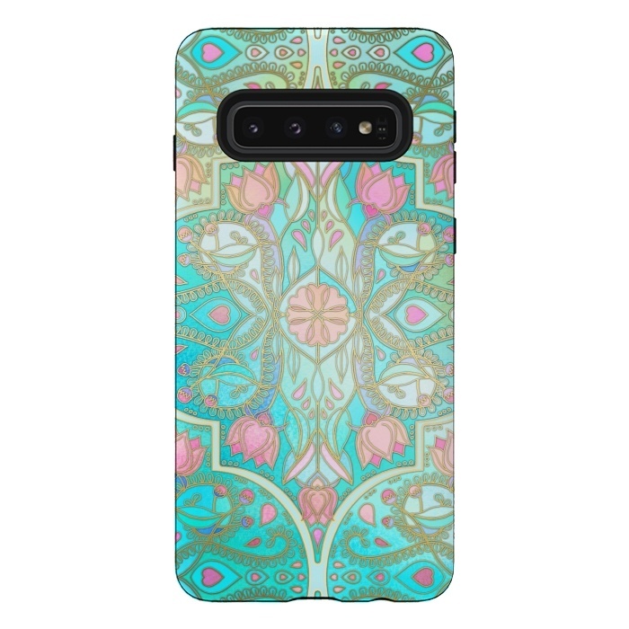 Galaxy S10 StrongFit Floral Moroccan in Spring Pastels by Micklyn Le Feuvre