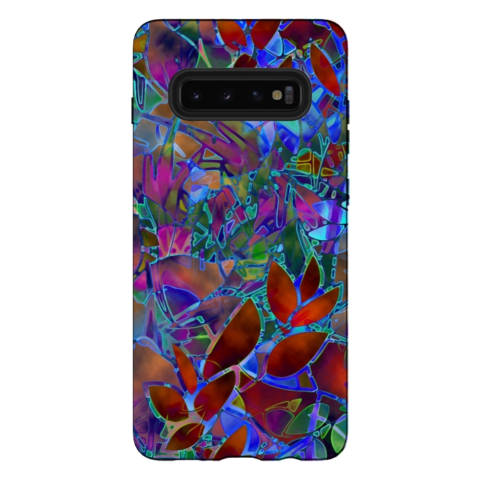 Galaxy S10 plus StrongFit Floral Abstract Stained Glass G174 by Medusa GraphicArt