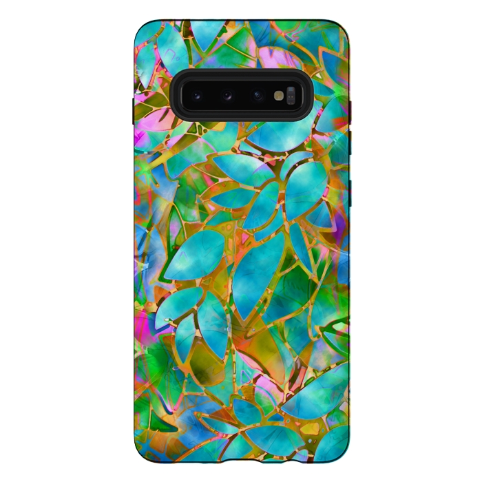 Galaxy S10 plus StrongFit Floral Abstract Stained Glass G265  by Medusa GraphicArt