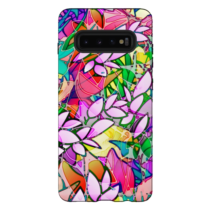 Galaxy S10 plus StrongFit Grunge Art Floral Abstract G130  by Medusa GraphicArt