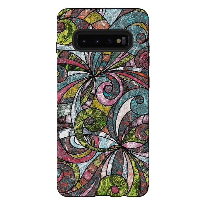 Galaxy S10 plus StrongFit Drawing Floral Zentangle G203 by Medusa GraphicArt