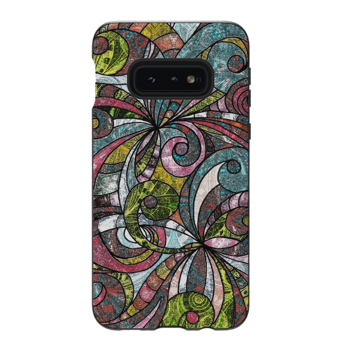 Galaxy S10e StrongFit Drawing Floral Zentangle G203 by Medusa GraphicArt