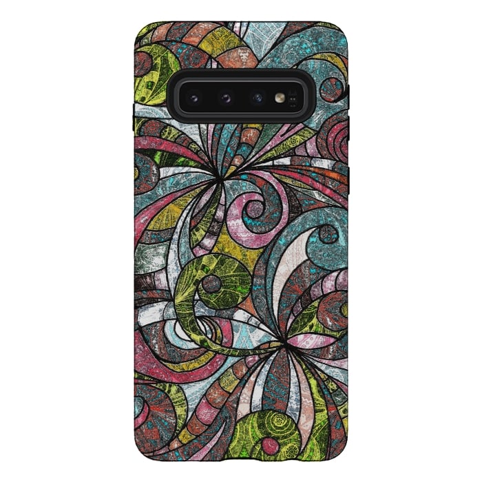 Galaxy S10 StrongFit Drawing Floral Zentangle G203 by Medusa GraphicArt