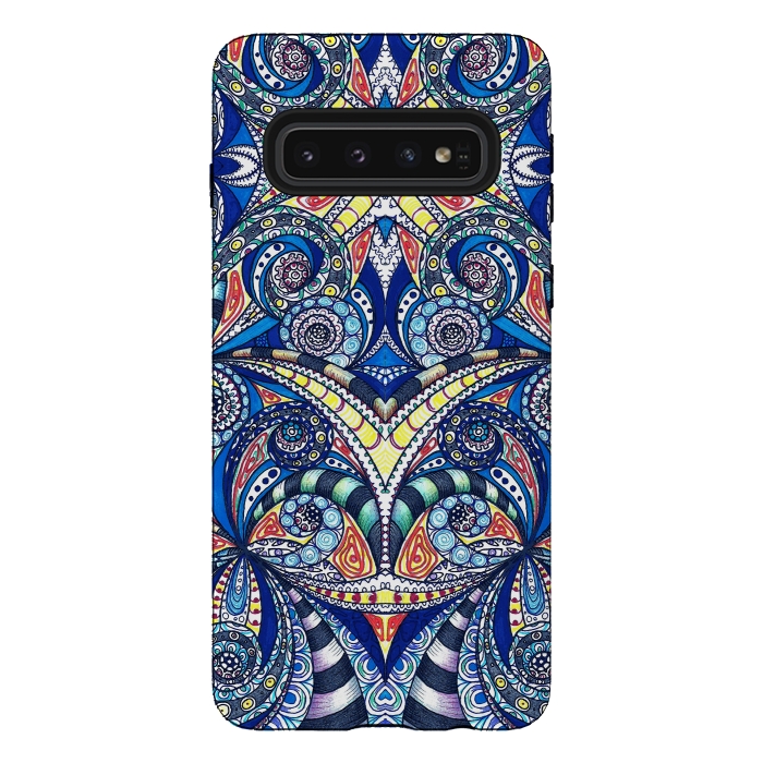 Galaxy S10 StrongFit Drawing Floral Zentangle G7B by Medusa GraphicArt