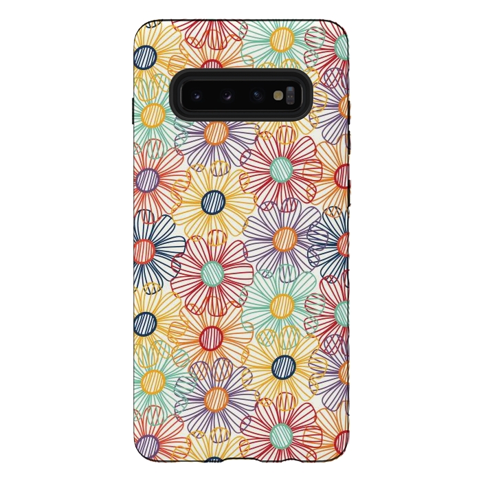 Galaxy S10 plus StrongFit RAINBOW FLORAL by TracyLucy Designs