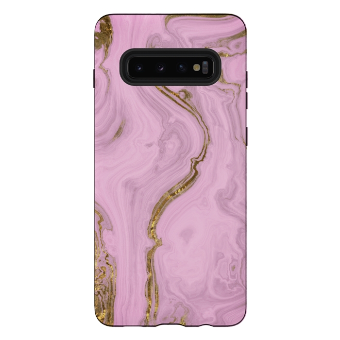 Galaxy S10 plus StrongFit Elegant Pink Marble With Gold 2 by Andrea Haase